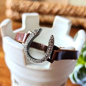 Horseshoe crystal leather bracelet by Rebel